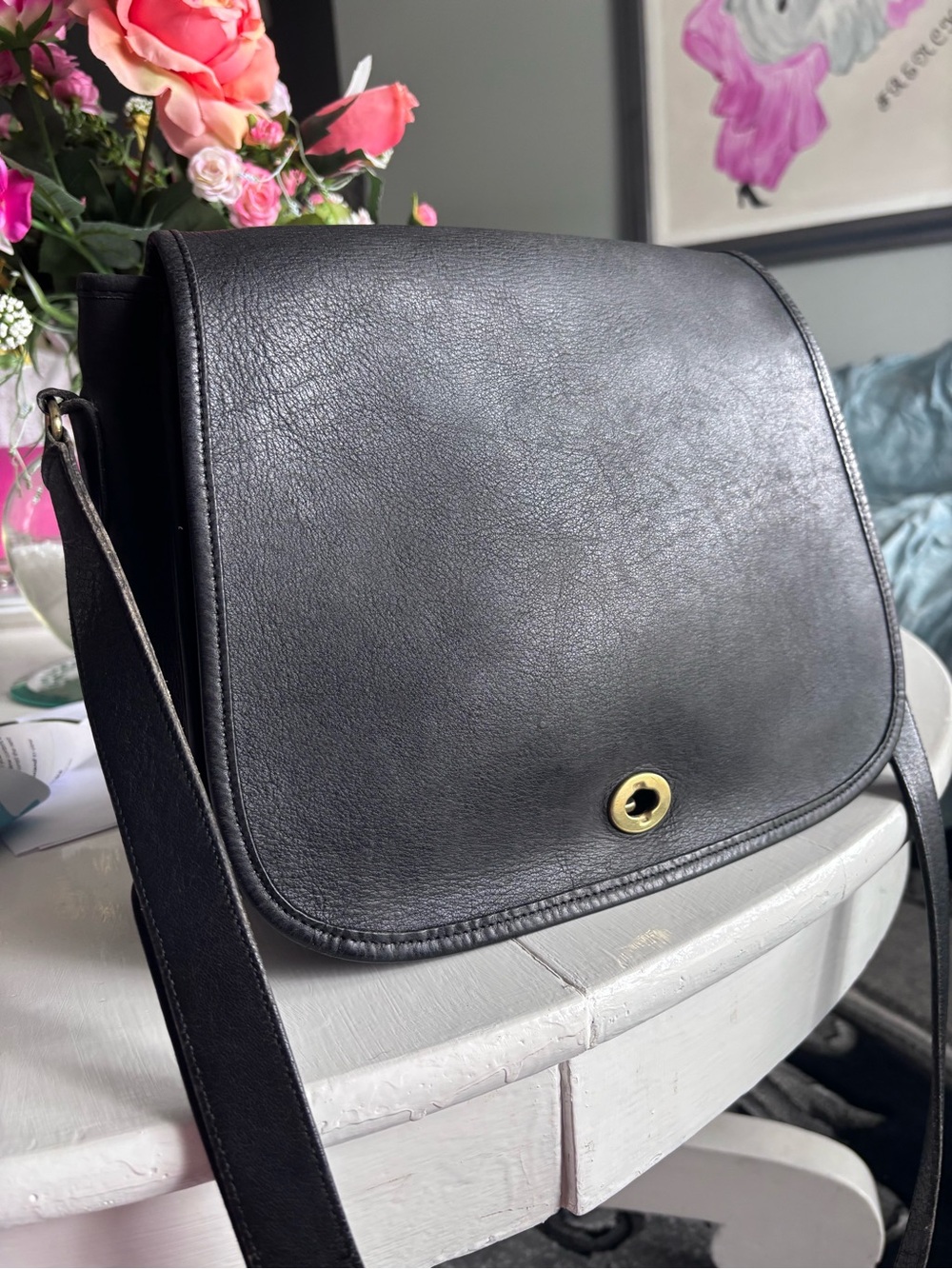 Vintage Coach Ranch Bag 9852‎ Black USA Made Glovetanned Leather Crossbody - Picture 10 of 16